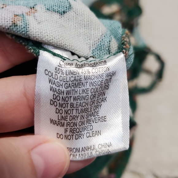 Modcloth Emerald Green White Bunny Floral Spring Linen Dress XL Cottage Eclectic - Picture 9 of 9